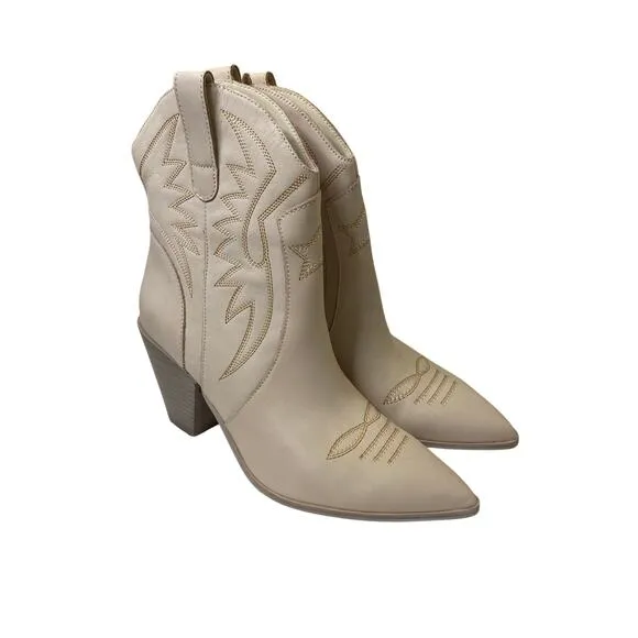 Dolce Vita Ginni Heeled Western Booties Pointed Toe Cowboy Spring Coastal Sz 9.5