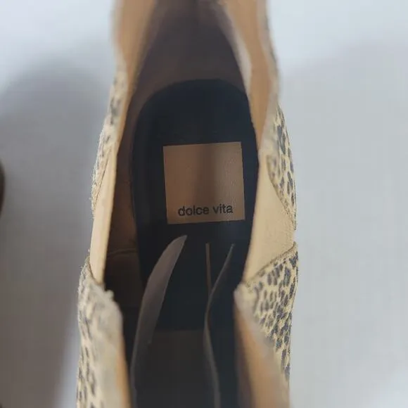 Dolce Vita Samy Leather Leopard  Print Ankle Boots SZ 8.5