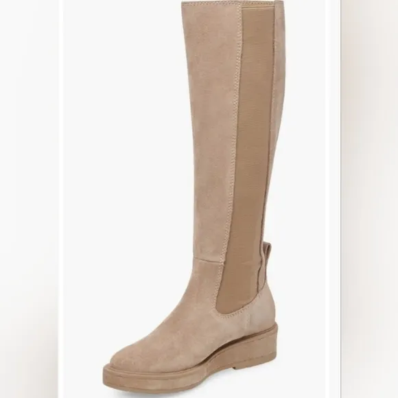 Dolce Vita Womens Eamon H2O Beige Suede Waterproof Knee-High Boots Shoes NEW