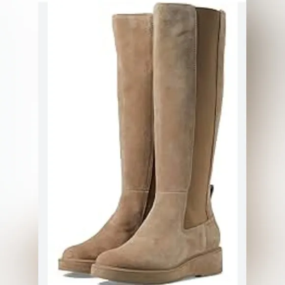 Dolce Vita Womens Eamon H2O Beige Suede Waterproof Knee-High Boots Shoes NEW