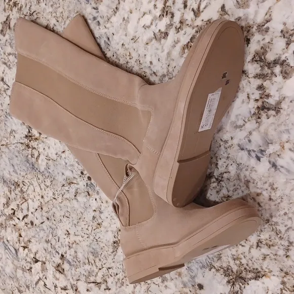 Dolce Vita Womens Eamon H2O Beige Suede Waterproof Knee-High Boots Shoes NEW