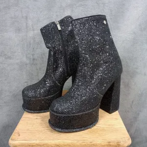 Dolls Kill Shelley's London Sparkle Platform Boots Festival Size 7 Glitter 5&quot;