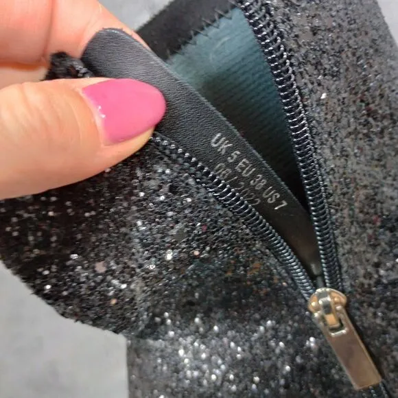 Dolls Kill Shelley's London Sparkle Platform Boots Festival Size 7 Glitter 5&quot;