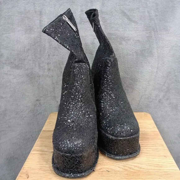 Dolls Kill Shelley's London Sparkle Platform Boots Festival Size 7 Glitter 5&quot;