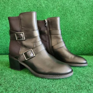 Donald J Pliner Darby Womens Black Leather Motorcycle Ankle Boots Shoes Size 8