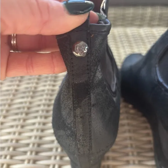 Donald J Pliner Dillon Black Distressed Ankle Wedge Boots
