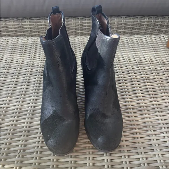 Donald J Pliner Dillon Black Distressed Ankle Wedge Boots