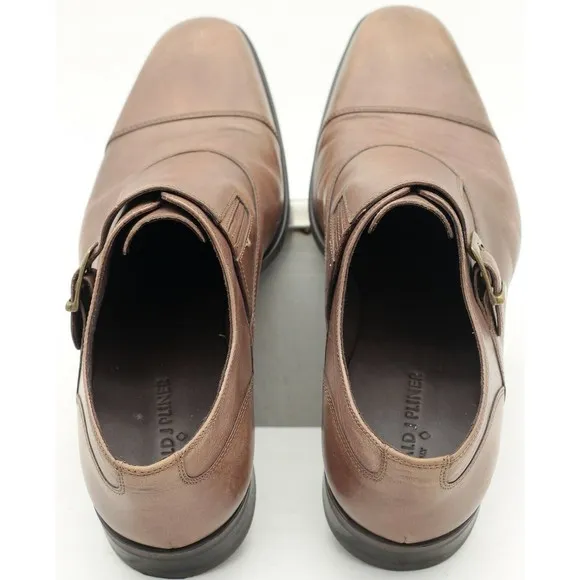 Donald J Sergio Mens Shoe 10.5 M Brown Burnished Calf Monk Strap CapToe