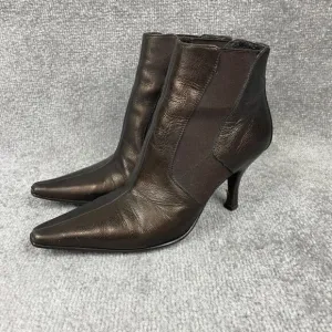 Donald J Pliner 7M Women’s Michi Bronze Leather Ankle Boots Booties Snip Toe