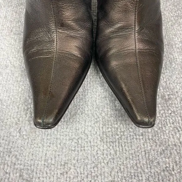 Donald J Pliner 7M Women’s Michi Bronze Leather Ankle Boots Booties Snip Toe