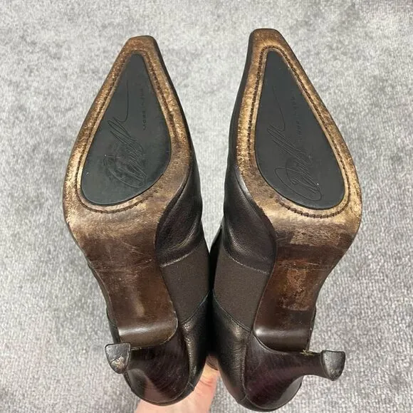 Donald J Pliner 7M Women’s Michi Bronze Leather Ankle Boots Booties Snip Toe