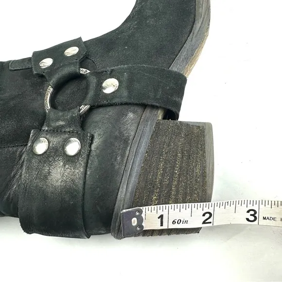 Donald Pliner Ankle Bootie 6 Black Leather Harness Stud Moto Boot Womens