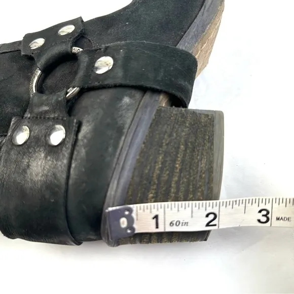 Donald Pliner Ankle Bootie 6 Black Leather Harness Stud Moto Boot Womens