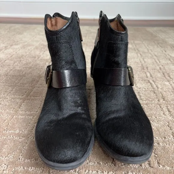 Donald Pliner Western Couture Collection Dalis Ankle Boots Black Pony Hair 6.5