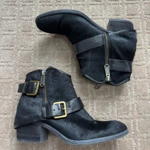 Donald Pliner Western Couture Collection Dalis Ankle Boots Black Pony Hair 6.5