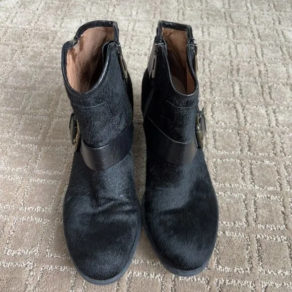 Donald Pliner Western Couture Collection Dalis Ankle Boots Black Pony Hair 6.5