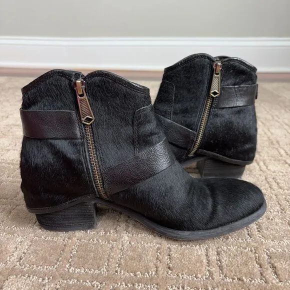 Donald Pliner Western Couture Collection Dalis Ankle Boots Black Pony Hair 6.5