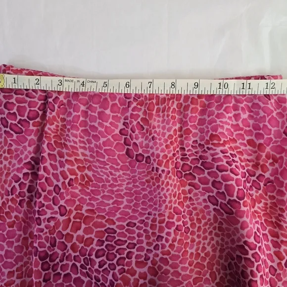 Donna Ricco Women Size 6 Top Elastic Ruffled Skirt Pink Animal Print Lightweight