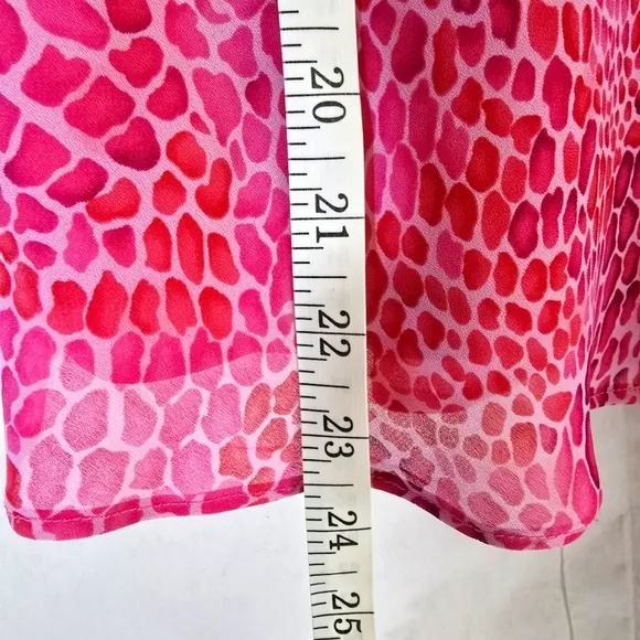 Donna Ricco Women Size 6 Top Elastic Ruffled Skirt Pink Animal Print Lightweight