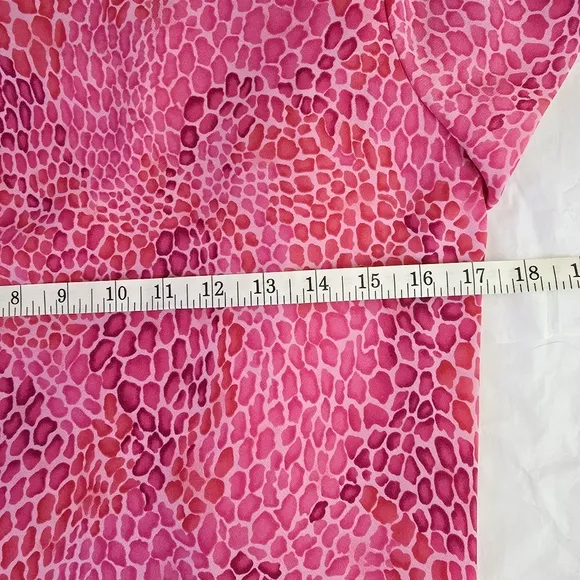 Donna Ricco Women Size 6 Top Elastic Ruffled Skirt Pink Animal Print Lightweight