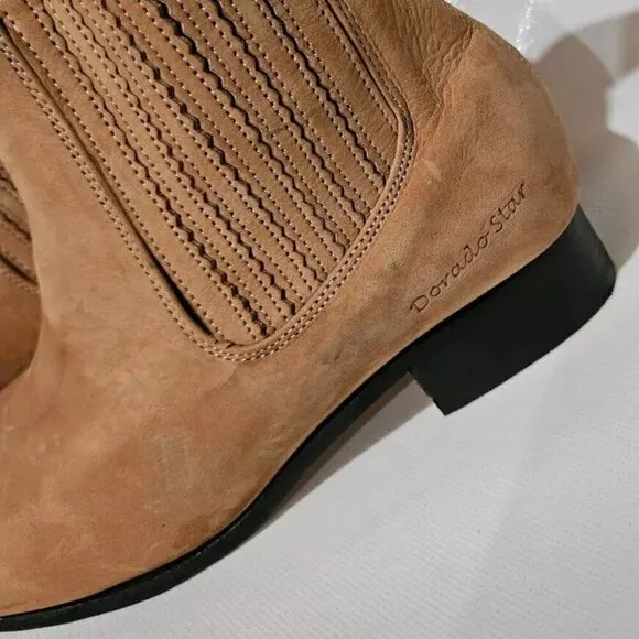 Dorado Star Brown Leather Ankle Booties Boots Western Bohemian Women's 23 MX