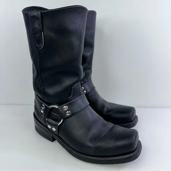 Double H Men's Black Harness Motorcycle Boots - Size 9EE