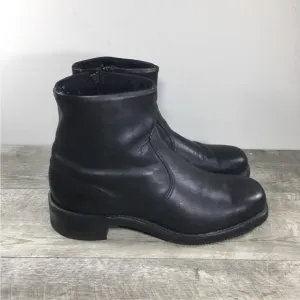 Double H Side Zip Black Leather Biker Motorcycle Western Men’s Boots Size 11