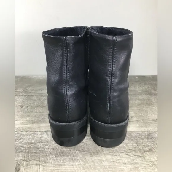 Double H Side Zip Black Leather Biker Motorcycle Western Men’s Boots Size 11