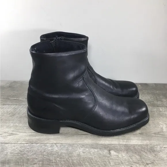 Double H Side Zip Black Leather Biker Motorcycle Western Men’s Boots Size 11