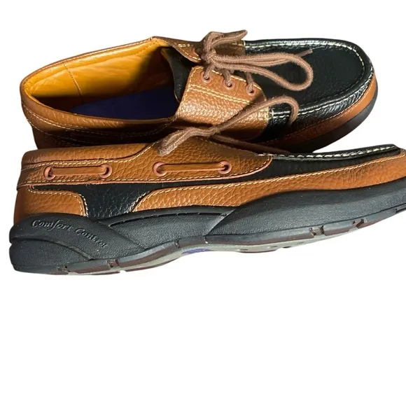 Dr. Comfort Men's Black and Brown Leather Shoes Dockside Therapeutic Shoes 10.5W