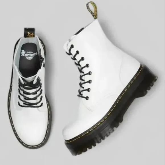 Dr Doc Martens Jadon Smooth Leather Platform Lace Up Zip Combat Boots 7