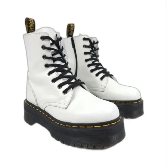 Dr Doc Martens Jadon Smooth Leather Platform Lace Up Zip Combat Boots 7