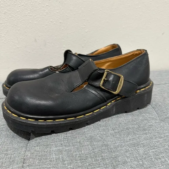 Dr. Marten Black Leather Mary Jane Shoes