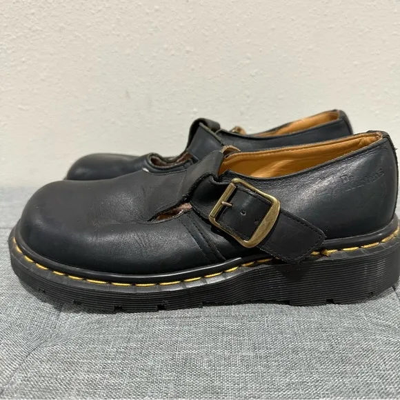 Dr. Marten Black Leather Mary Jane Shoes