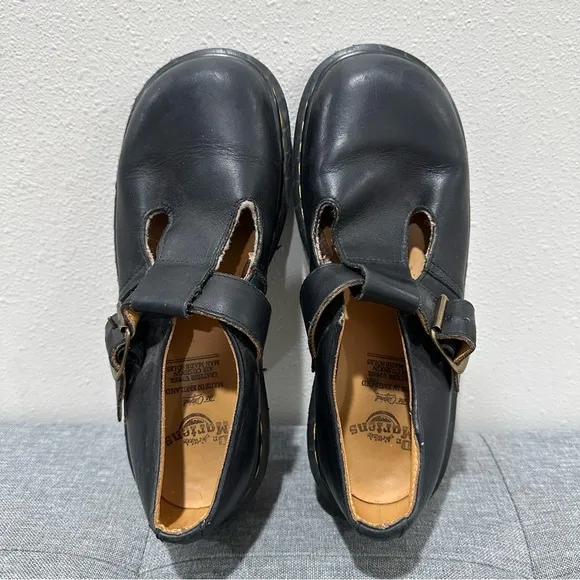 Dr. Marten Black Leather Mary Jane Shoes