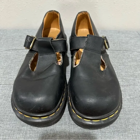 Dr. Marten Black Leather Mary Jane Shoes