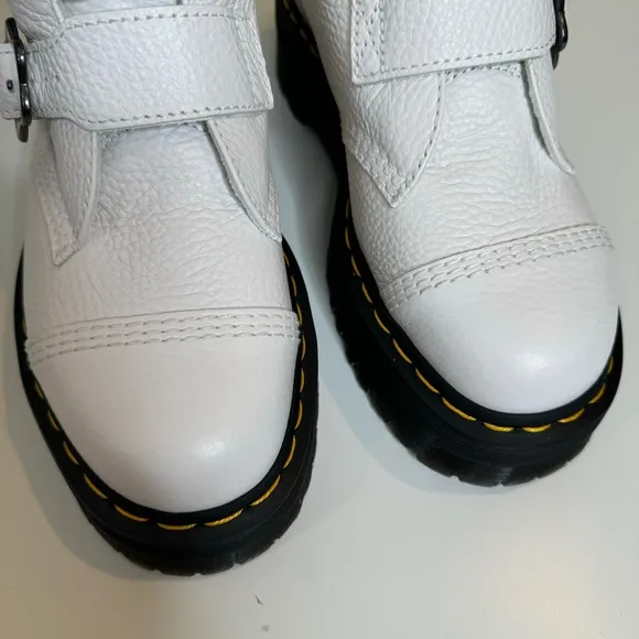 Dr. Marten x Devon Flower Leather Platform Boots White Milled Size 9 NWOT