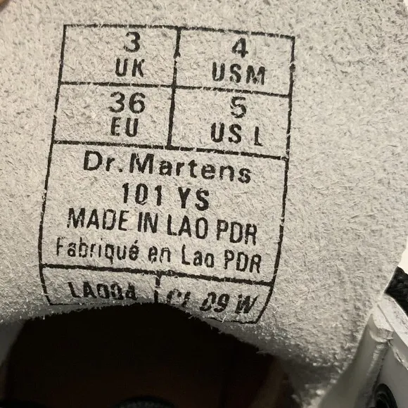 Dr Martens 101 Ys White Smooth Leather 6 Holes Ankle Wedding Boots Size Womens 5