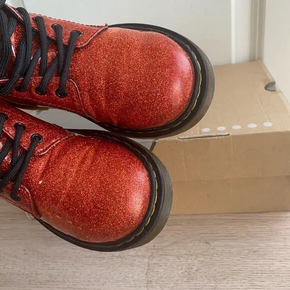 Dr. Martens 1460 Glitter Lace Up Combat Kids Boots - SZ 1 Y