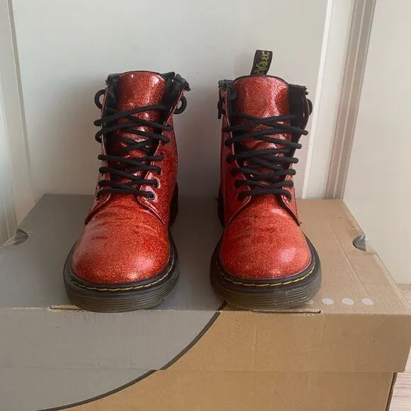 Dr. Martens 1460 Glitter Lace Up Combat Kids Boots - SZ 1 Y