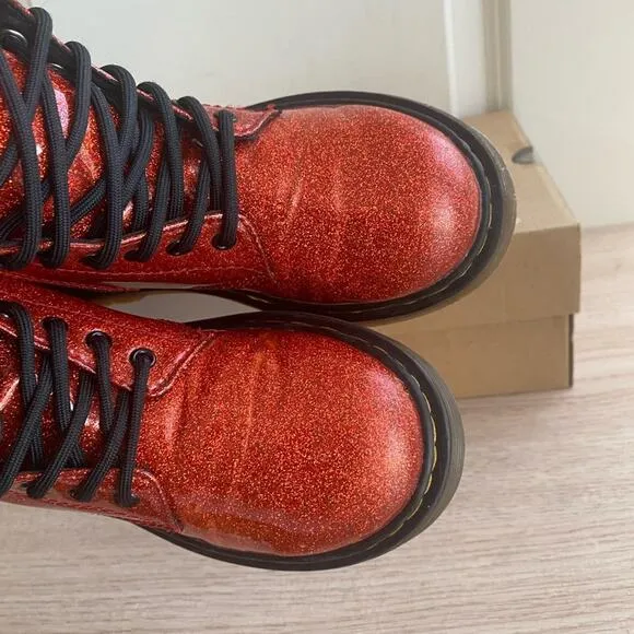 Dr. Martens 1460 Glitter Lace Up Combat Kids Boots - SZ 1 Y