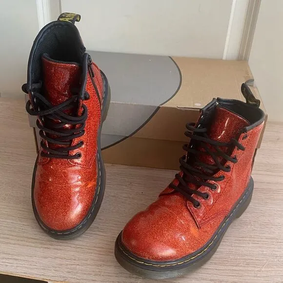 Dr. Martens 1460 Glitter Lace Up Combat Kids Boots - SZ 1 Y