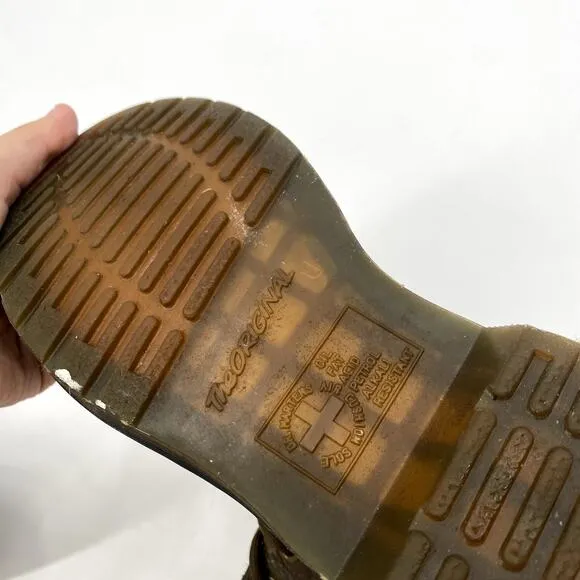 Dr. Martens 6 green Leather Lace-Up Boots