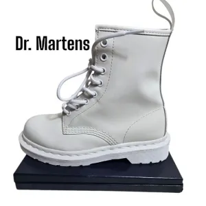 Dr. Martens All White Leather Combat Boots NWT