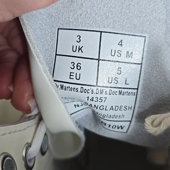 Dr. Martens All White Leather Combat Boots NWT