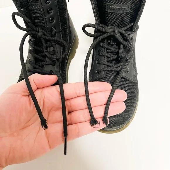 DR MARTENS BLACK COMBS J BLACK LACE UP &amp; ZIPPER ANKLE BOOTS SIZE Little kid 2