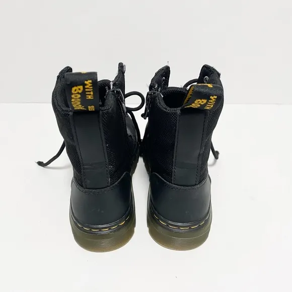 DR MARTENS BLACK COMBS J BLACK LACE UP &amp; ZIPPER ANKLE BOOTS SIZE Little kid 2