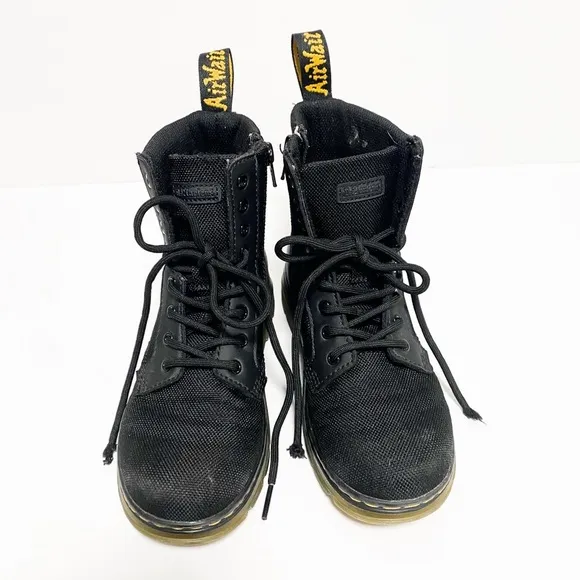 DR MARTENS BLACK COMBS J BLACK LACE UP &amp; ZIPPER ANKLE BOOTS SIZE Little kid 2