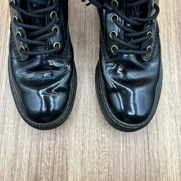Dr Martens Black Zavala Boots Patent Leather Women's Size 7 Mens Size 6