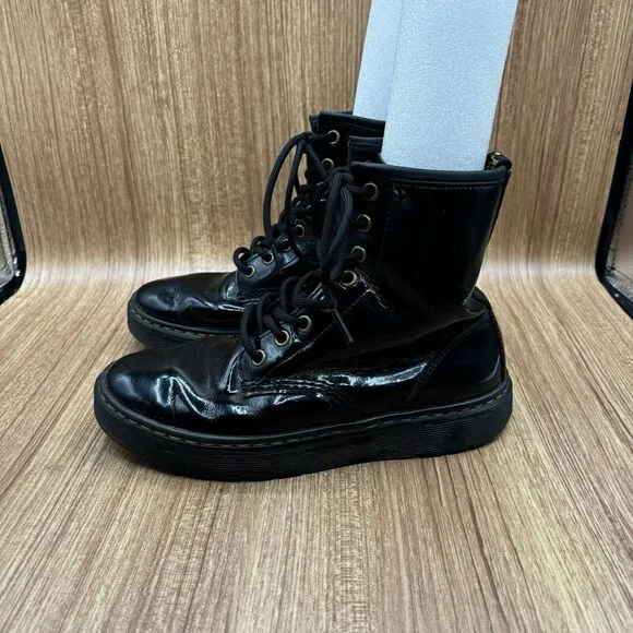 Dr Martens Black Zavala Boots Patent Leather Women's Size 7 Mens Size 6